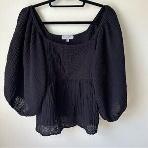 Michael Stars Black Textured Blouse